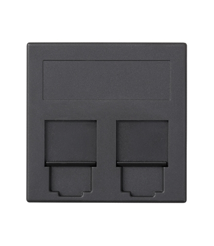 Plakietka teleinformatyczna SIMON 500 BELGENCDT podwójna płaska z osłonami 50×50mm szary grafit 50013089-038