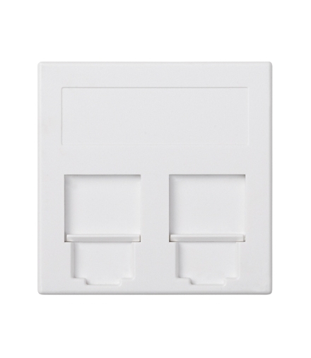 Plakietka teleinformatyczna SIMON 500 KRONE HK podwójna płaska z osłonami 50×50mm czysta biel 50017089-030