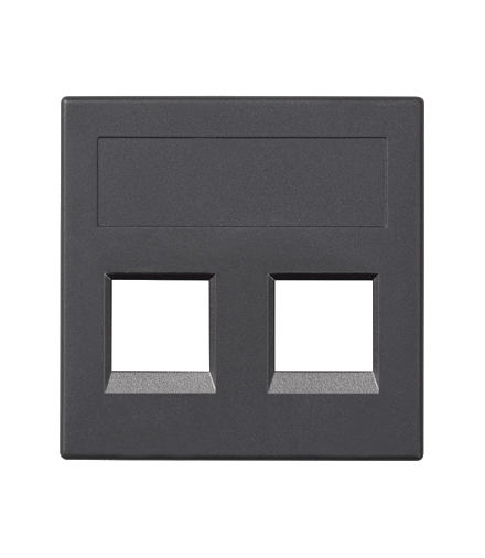 Plakietka teleinformatyczna SIMON 500 PANDUIT podwójna bez osłon płaska 50×50mm szary grafit 50019189-038