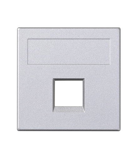 Plakietka teleinformatyczna SIMON 500 R&M pojedyncza bez osłon płaska 50×50mm aluminium 50020185-033