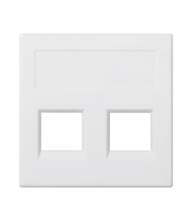 Plakietka teleinformatyczna SIMON 500 SIEMON CT podwójna bez osłon płaska 50×50mm czysta biel 50021186-030