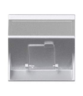 Plakietka teleinformatyczna SIMON 500 do adapterów MD pojedyncza skośna z osłoną 50×50mm aluminium 50000081-033