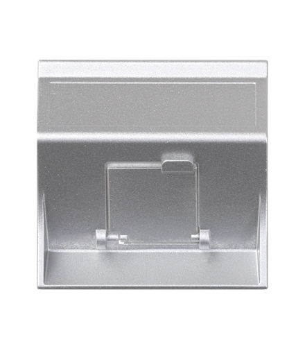 Plakietka teleinformatyczna SIMON 500 do adapterów MD pojedyncza skośna z osłoną 50×50mm aluminium 50000081-033