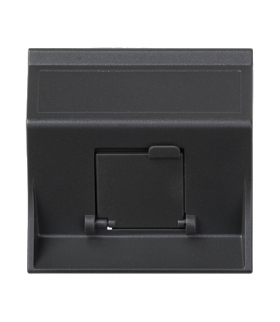 Plakietka teleinformatyczna SIMON 500 do adapterów MD pojedyncza skośna z osłoną 50×50mm szary grafit 50000081-038