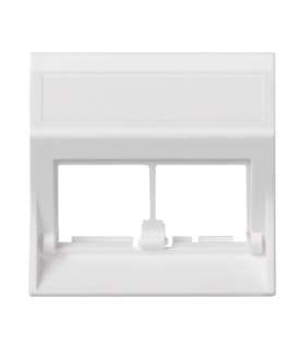 Plakietka teleinformatyczna SIMON 500 do adapterów MD podwójna bez osłon skośna 50×50mm czysta biel 50000186-030