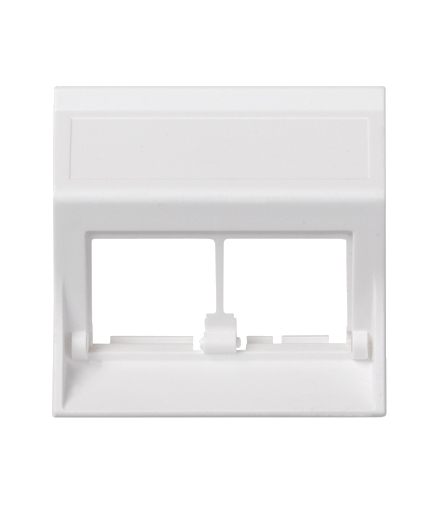 Plakietka teleinformatyczna SIMON 500 do adapterów MD podwójna bez osłon skośna 50×50mm czysta biel 50000186-030