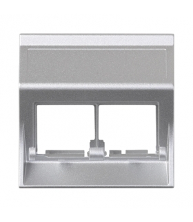 Plakietka teleinformatyczna SIMON 500 do adapterów MD podwójna bez osłon skośna 50×50mm aluminium 50000186-033