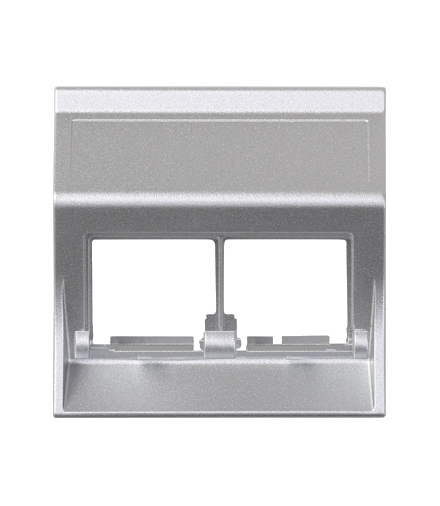 Plakietka teleinformatyczna SIMON 500 do adapterów MD podwójna bez osłon skośna 50×50mm aluminium 50000186-033
