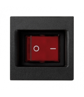 Łącznik dwubiegunowy K45 z sygnalizacja załączenia kolor czerwony 16AX 250V 45×45mm szary grafit KL04/14