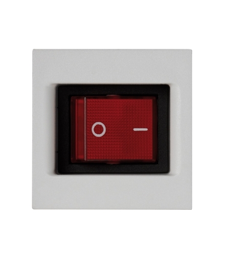 Łącznik dwubiegunowy K45 z sygnalizacja załączenia kolor czerwony 16AX 250V 45×45mm czysta biel KL04/9