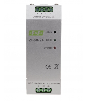 Zasilacz 24V 60W, 1.32A DIN ZI-60-24
