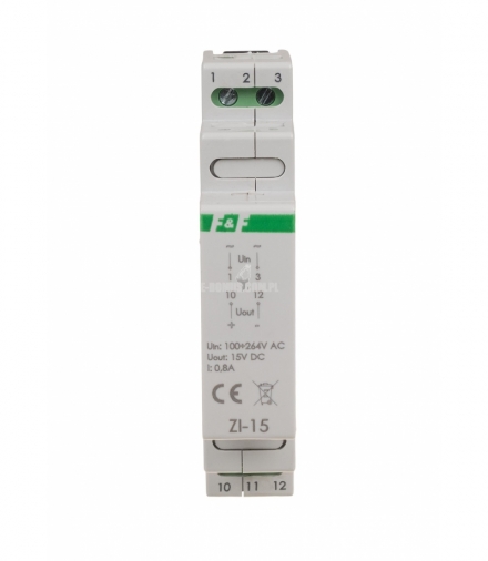 Zasilacz 15V 12W, 0.8A / Uwej. 13.5-24V DIN ZI-15