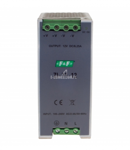 Zasilacz 12V 175W, 14.5A DIN ZI-75-12