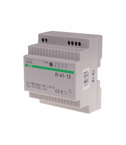 Zasilacz 12V 60W, 5A DIN ZI-61-12