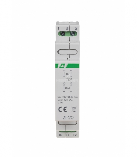 Zasilacz 12V 12W, 1A DIN ZI-20