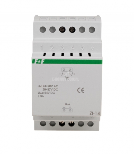 Zasilacz 24V 72W, 3A / Uwej. 24-28VAC lub 28-37VDC DIN ZI-14