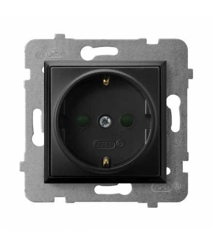 ARIA GP-1USP/m/33 Gniazdo pojedyncze z uziemieniem z przesłonami torów prądowych, CZARNY METALIK