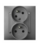 ARIA GP-2UC/70 Gniazdo podwójne z uziemieniem z funkcją niezamienności faz, SZARY MAT