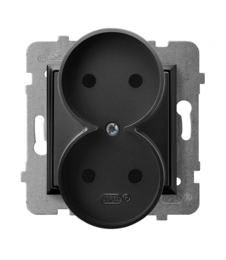 ARIA GP-2UR/m/33 Gniazdo podwójne, CZARNY METALIK