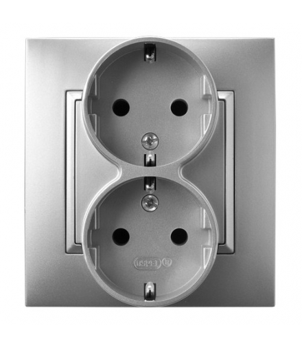 ARIA GP-2US/18 Gniazdo podwójne z uziemieniem schuko, SREBRO