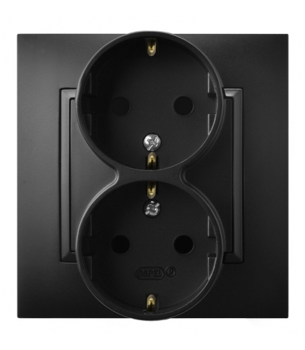 ARIA GP-2US/33 Gniazdo podwójne z uziemieniem schuko, CZARNY METALIK