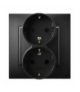 ARIA GP-2US/33 Gniazdo podwójne z uziemieniem schuko, CZARNY METALIK