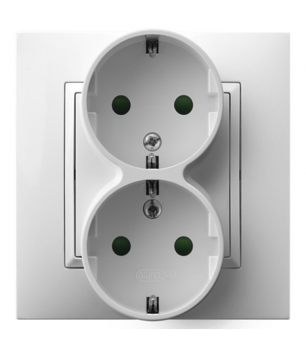 ARIA GP-2USP/00 Gniazdo podwójne z uziemieniem schuko z przesłonami torów prądowych, BIAŁY