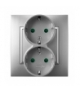 ARIA GP-2USP/18 Gniazdo podwójne z uziemieniem schuko z przesłonami torów prądowych, SREBRO