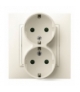 ARIA GP-2USP/27 Gniazdo podwójne z uziemieniem schuko z przesłonami torów prądowych, ECRU