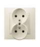 ARIA GP-2UZP/27 Gniazdo podwójne z uziemieniem z przesłonami torów prądowych, ECRU