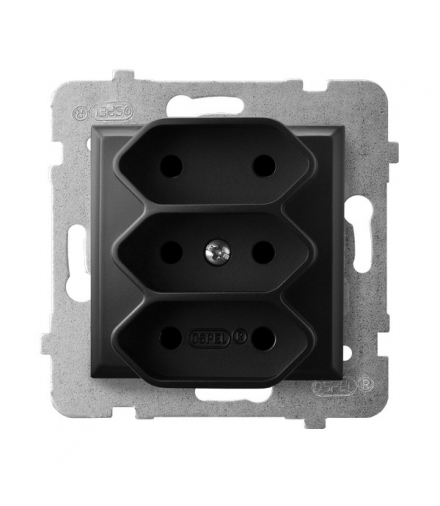 ARIA GP-3U/m/33 Gniazdo potrójne EURO, CZARNY METALIK