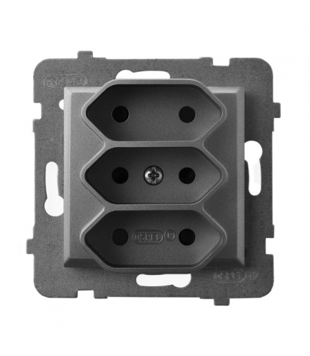 ARIA GP-3U/m/70 Gniazdo potrójne EURO, SZARY MAT
