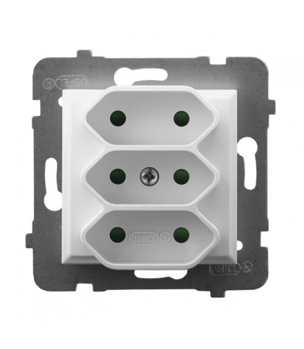 ARIA GP-3UP/m/00 Gniazdo potrójne EURO z przesłonami torów prądowych, BIAŁY