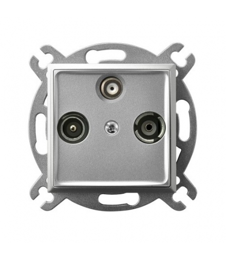 ARIA GPA-USP/m/18 Gniazdo RTV-SAT przelotowe, SREBRO