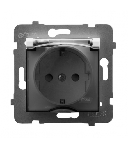 ARIA GPH-1US/m/00/d Gniazdo bryzgoszczelne z uziemieniem schuko IP-44 wieczko przezroczyste, BIAŁY