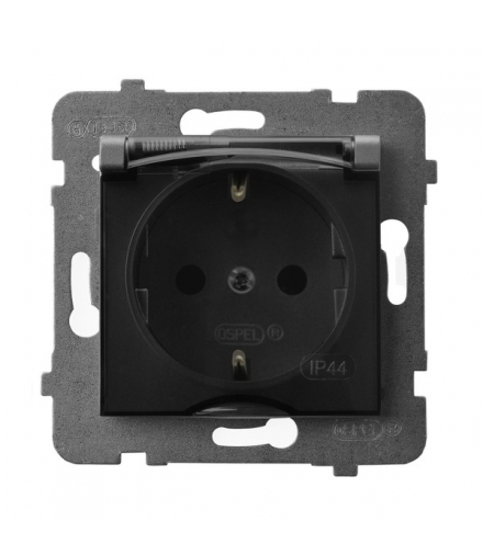 ARIA GPH-1US/m/70/d Gniazdo bryzgoszczelne z uziemieniem schuko IP-44 wieczko przezroczyste, SZARY MAT