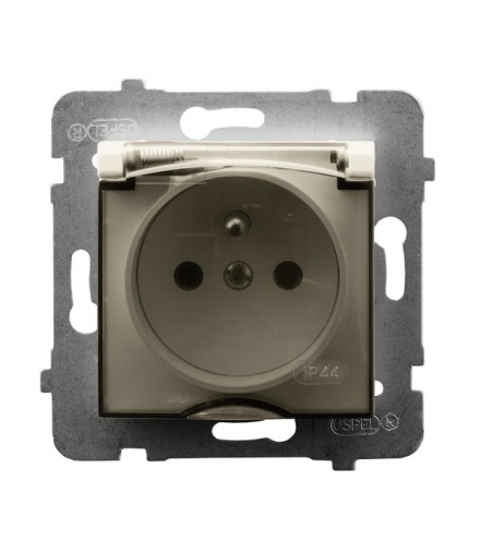 ARIA GPH-1UZ/m/27/d Gniazdo bryzgoszczelne z uziemieniem IP-44 wieczko przezroczyste, ECRU