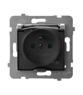 ARIA GPH-1UZP/m/18/d Gniazdo bryzgoszczelne z uziemieniem IP-44 z przesłonami torów prądowych wieczko przezroczyste, SREBRO