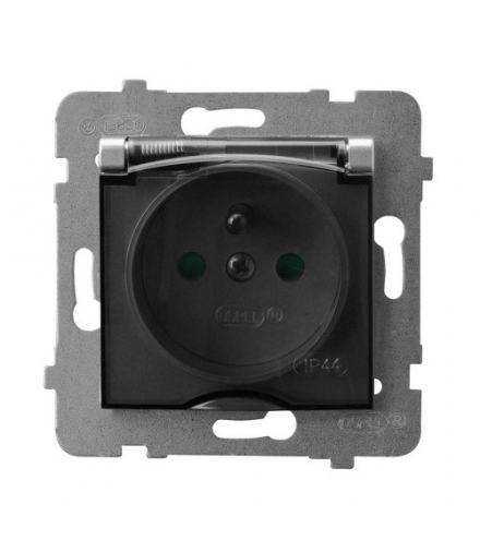 ARIA GPH-1UZP/m/18/d Gniazdo bryzgoszczelne z uziemieniem IP-44 z przesłonami torów prądowych wieczko przezroczyste, SREBRO