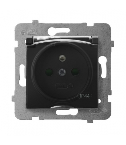 ARIA GPH-1UZP/m/33/d Gniazdo bryzgoszczelne z uziemieniem IP-44 z przesłonami torów prądowych wieczko przezroczyste, CZARNY META