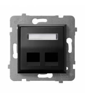 ARIA GPK-2US/p/33 Obudowa gniazda podwójnego typu Keystone skośna, CZARNY METALIK