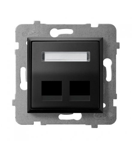 ARIA GPK-2US/p/33 Obudowa gniazda podwójnego typu Keystone skośna, CZARNY METALIK