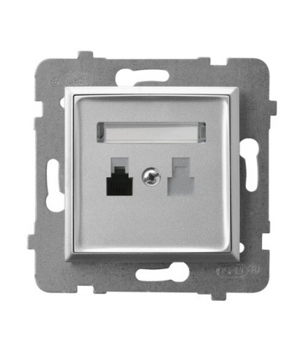 ARIA GPT-1U/m/18 Gniazdo telefoniczne pojedyncze, SREBRO