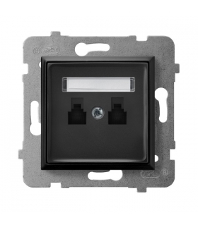 ARIA GPT-2UR/m/33 Gniazdo telefoniczne podwójne równoległe, CZARNY METALIK