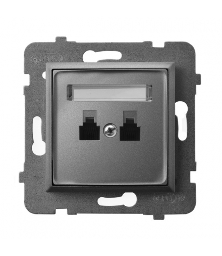 ARIA GPT-2UR/m/70 Gniazdo telefoniczne podwójne równoległe, SZARY MAT