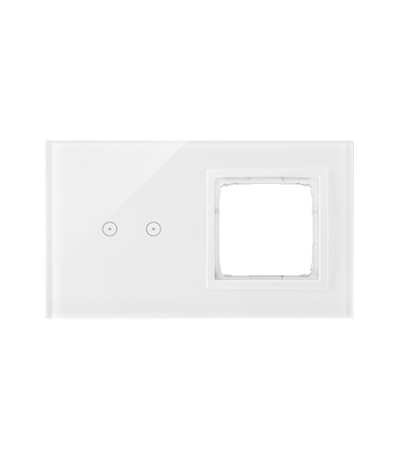 Panel dotykowy 2 moduły 2 pola dotykowe poziome, otwór na osprzęt Simon 54, biała perła DSTR220/70