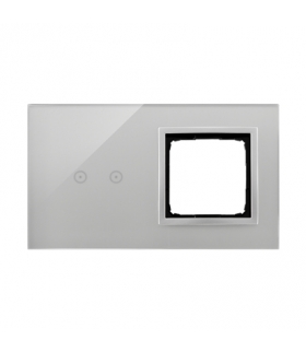 Panel dotykowy 2 moduły 2 pola dotykowe poziome, otwór na osprzęt Simon 54, srebrna mgła DSTR220/71