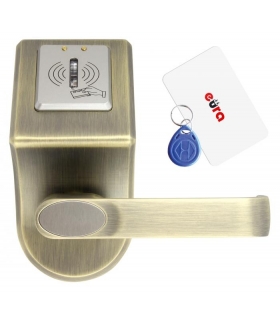SZYLD Z KONTROLĄ DOSTĘPU EURA ELH-60B9 BRASS z czytnikiem RFID, uniwersalny rozstaw śrub mocujących