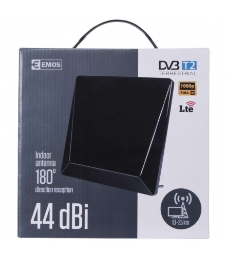 Antena pokojowa EM-011, 0–25 km, DVB-T2, filtr LTE/ 4G EMOS J0657