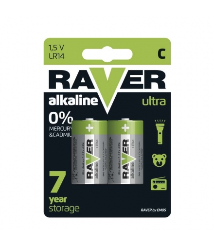 Bateria alkaliczna Raver Ultra Alkaline C (LR14) blister 2 Raver B7931